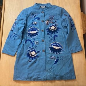 NWT Vintage Indigo Moon Embroidered Coat